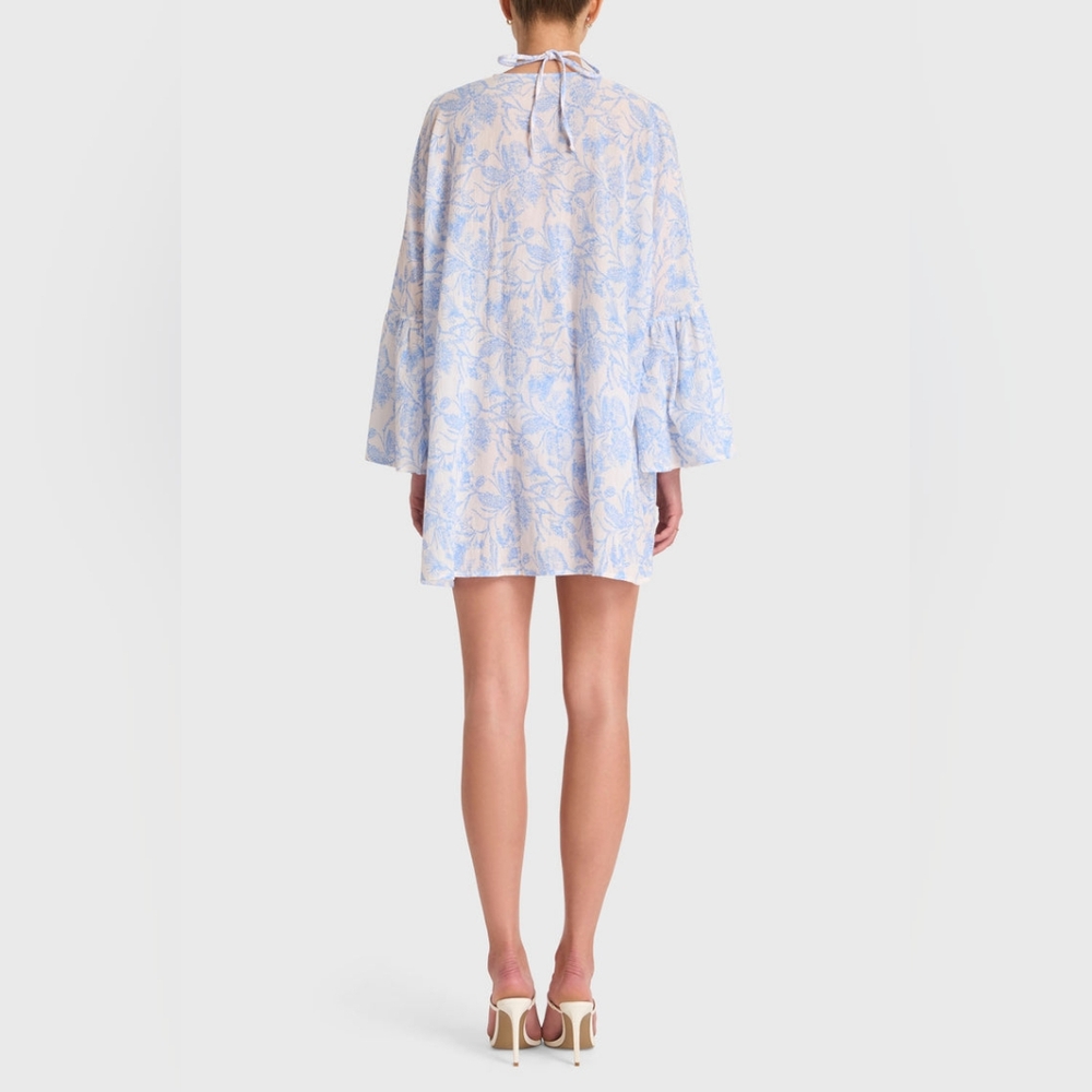 NWT Amanda Uprichard Blue & White Idris Floral Cover-Up Dress - One Size - Picture 3 of 7
